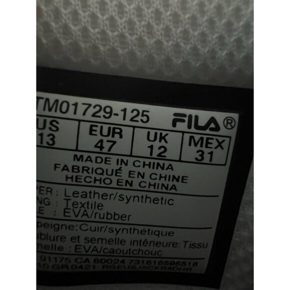 Fila Mens White Lace-Up Athletic Sneakers - Picture 6 of 6